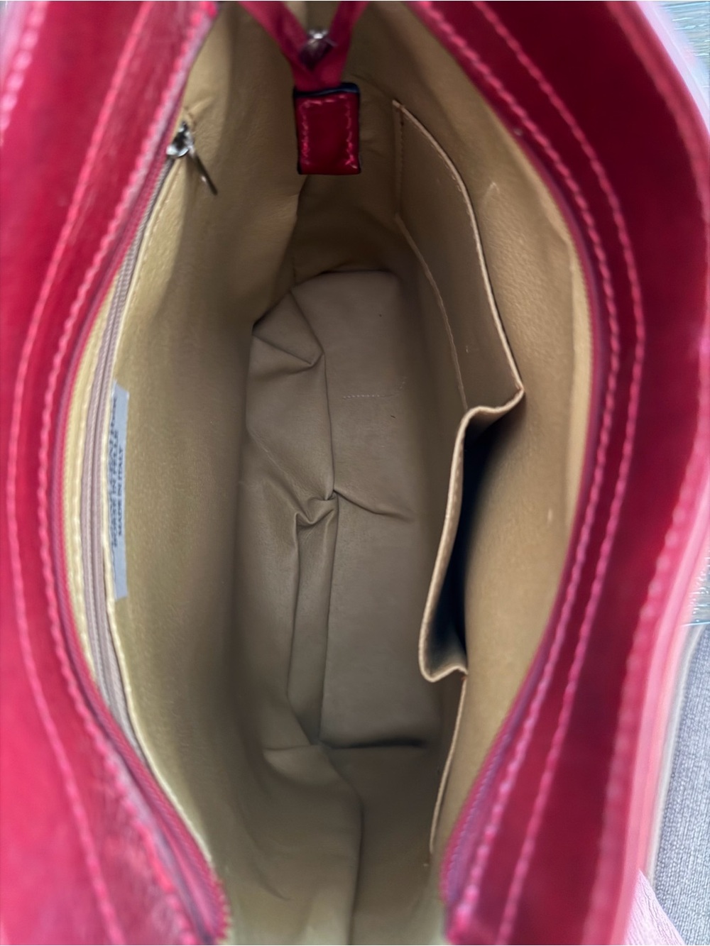 Borse in Pelle Cranberry Italian Leather Tote Bag NWOT - Picture 9 of 10